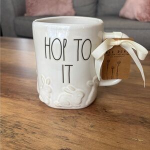 NWT Rae Dunn Cream Ceramic Mug Hop to It
